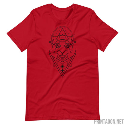 Printagon - Sacred Geometry Bear - Unisex T-shirt - Red / XS