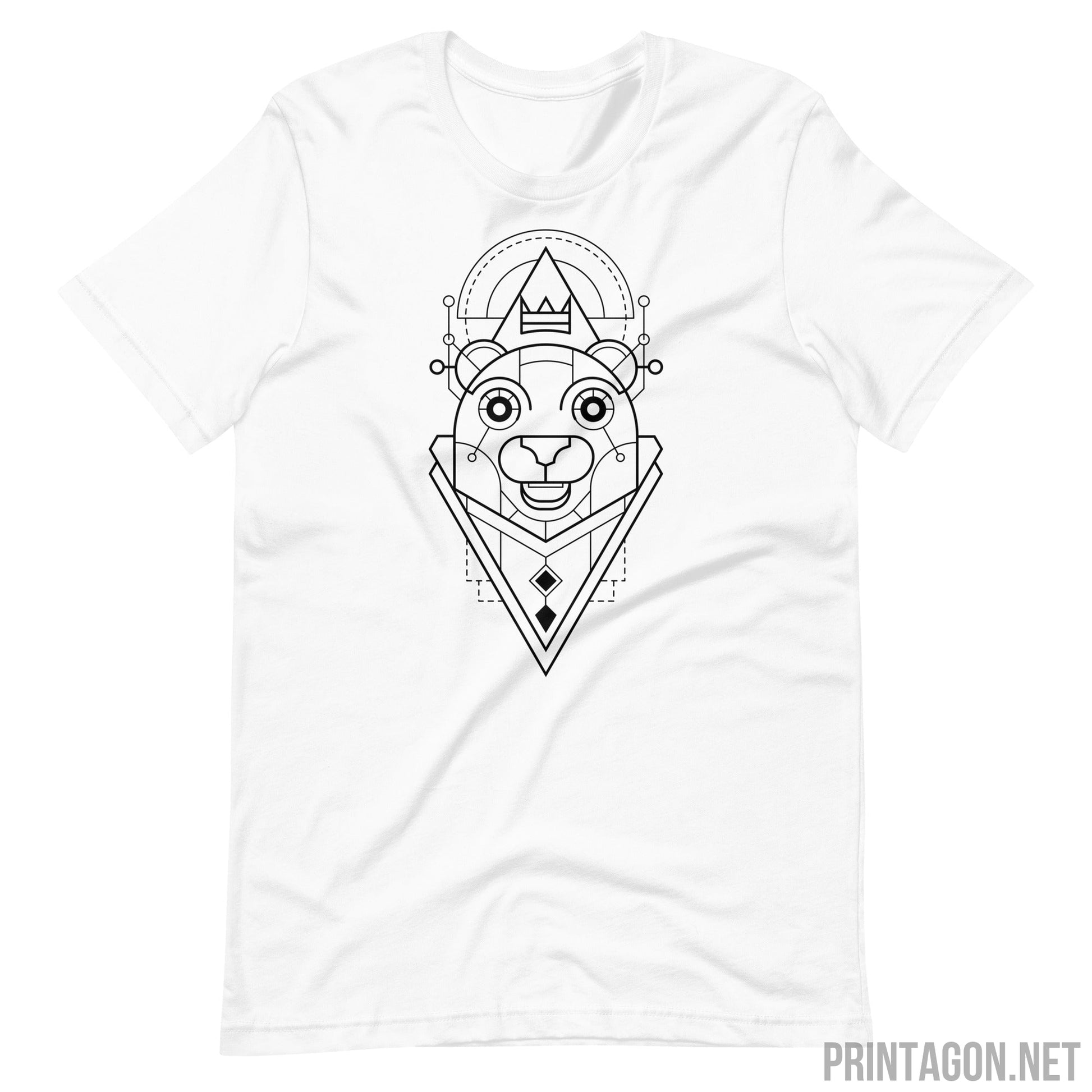 Printagon - Sacred Geometry Bear - Unisex T-shirt - White / XS