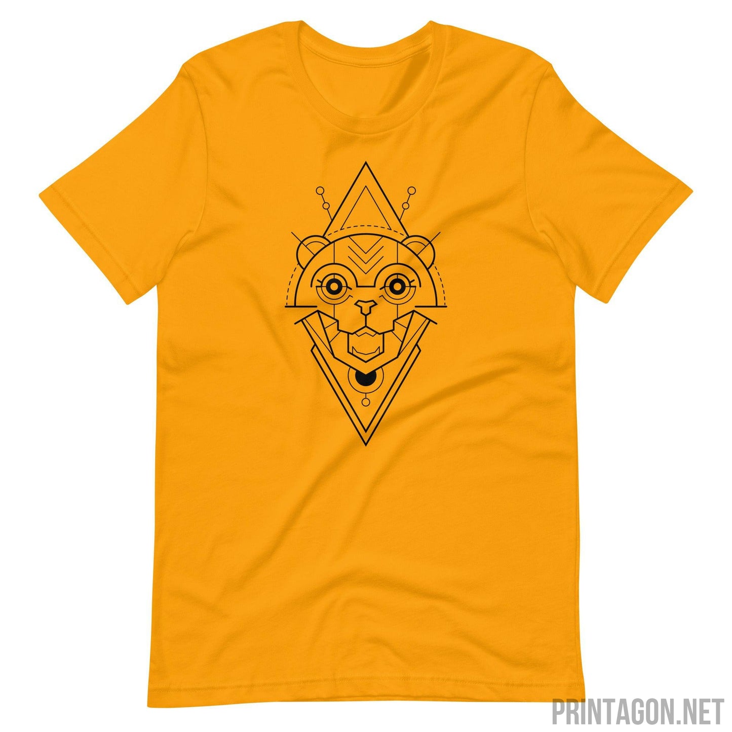 Sacred Geometry Cat - Unisex T-shirt - Gold / S Printagon