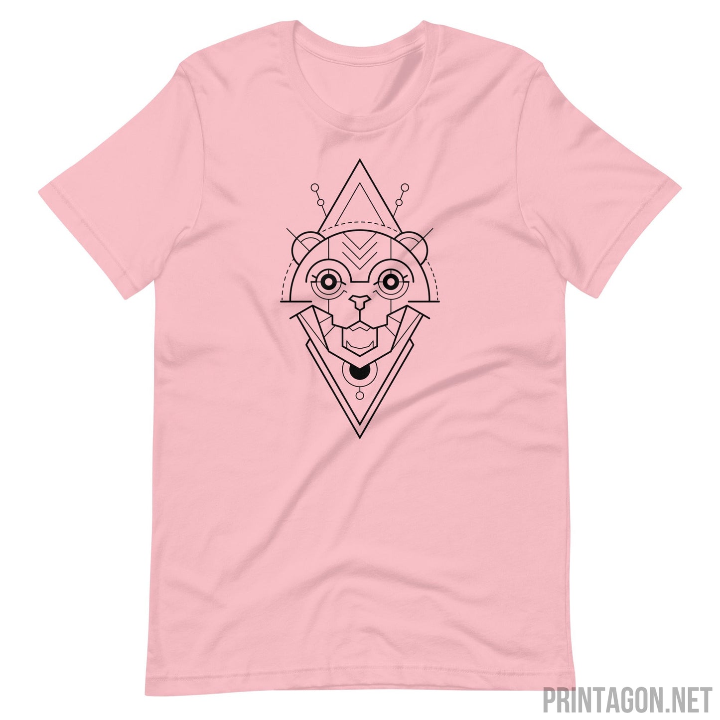 Sacred Geometry Cat - Unisex T-shirt - Pink / S Printagon