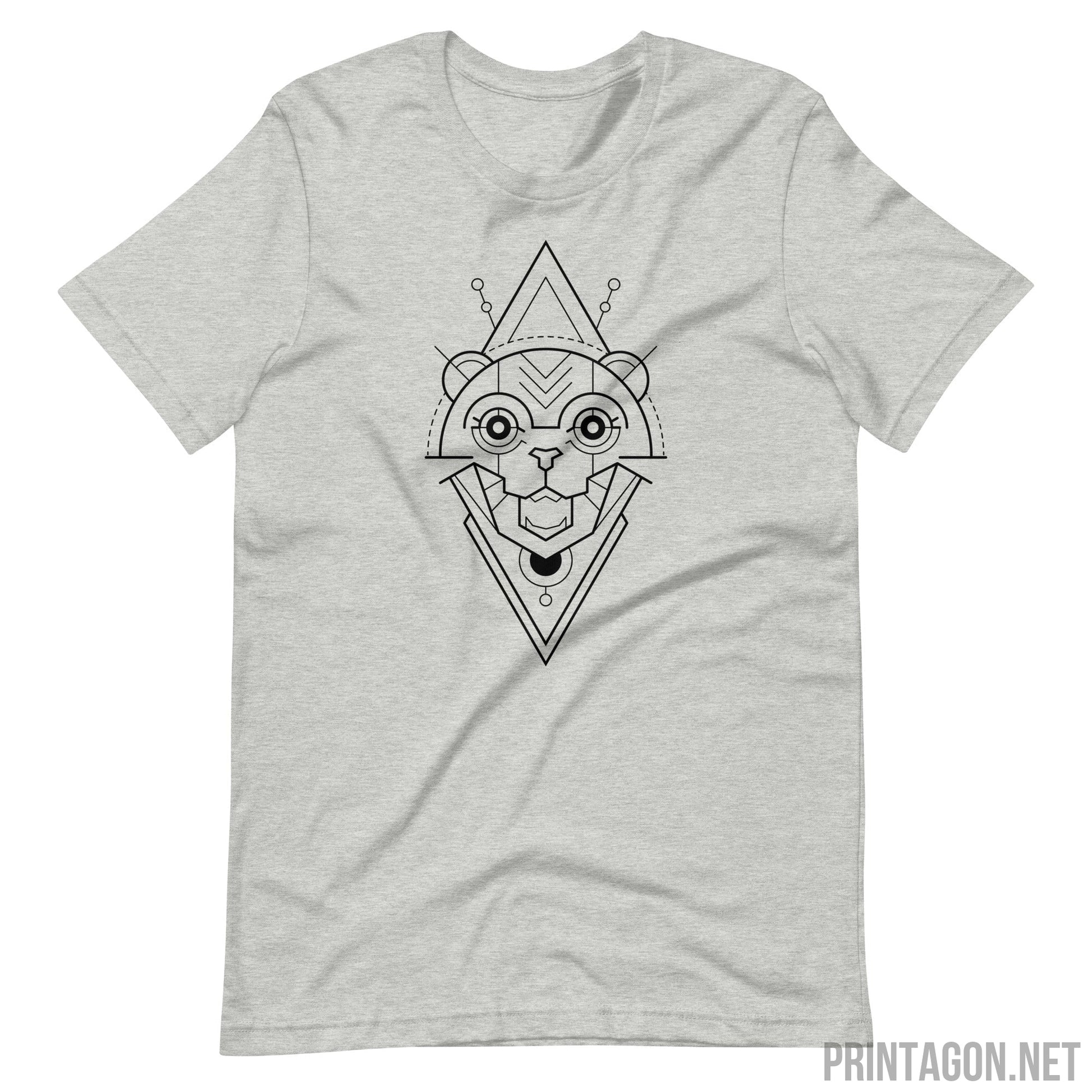 Sacred Geometry Cat - Unisex T-shirt - Athletic Heather / XS Printagon