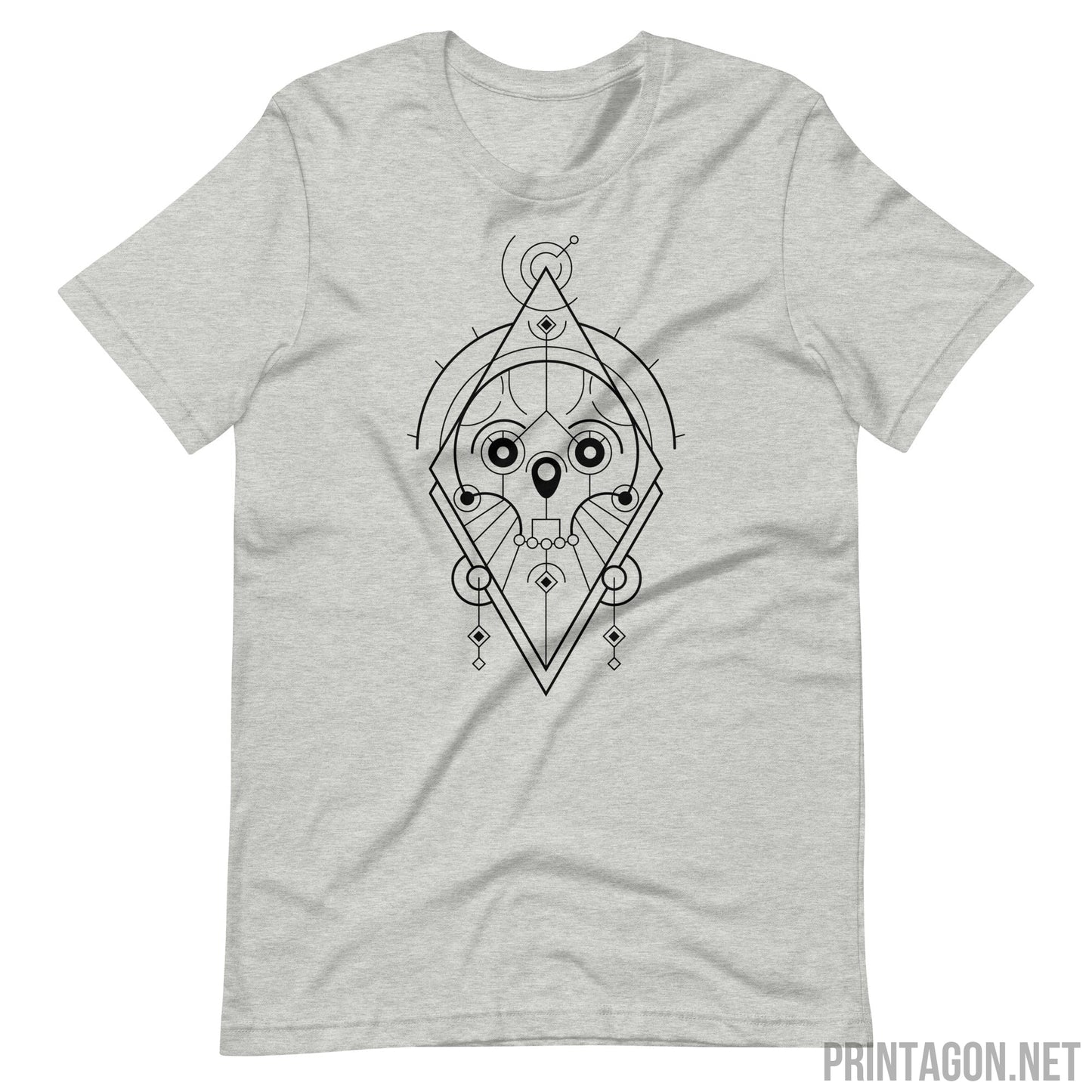 Sacred Geometry Skull - Athletic Heather / XS Printagon