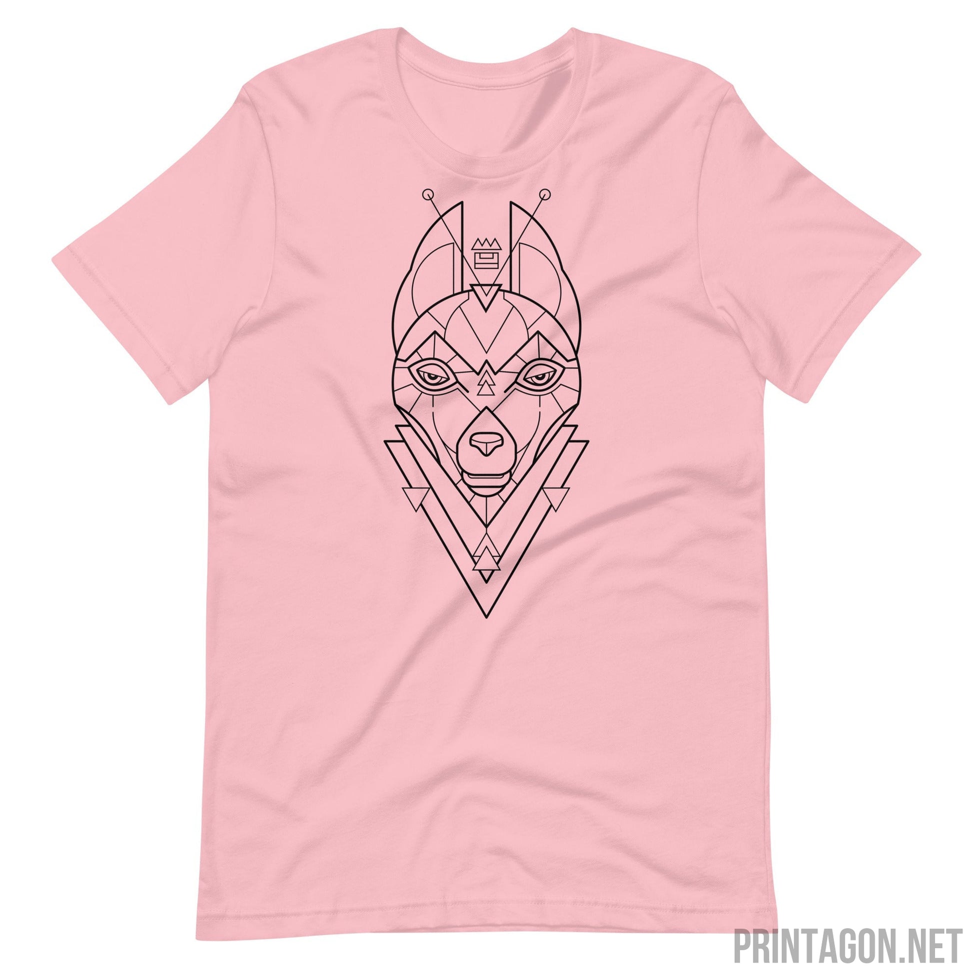 Printagon - Sacred Geometry Wolf - Unisex T-shirt - Pink / S