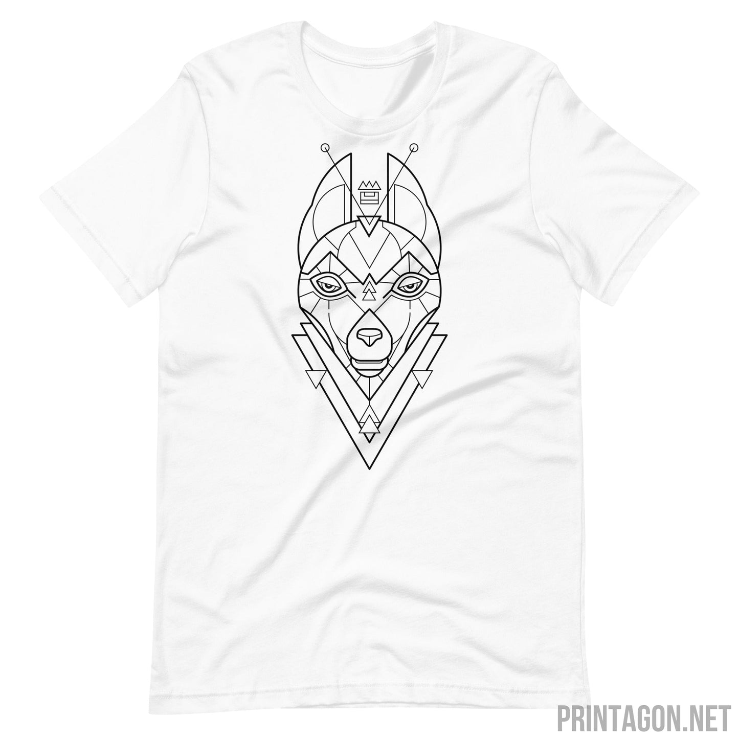 Printagon - Sacred Geometry Wolf - Unisex T-shirt - White / XS