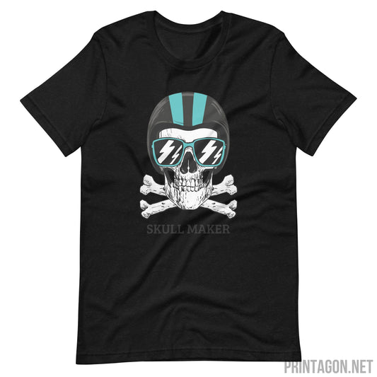 Skull Maker with Striped Helmet - Black Heather / XS Printagon