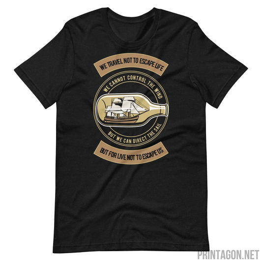 We Travel Not To Escape Life - Unisex T-shirt - Black Heather / XS Printagon