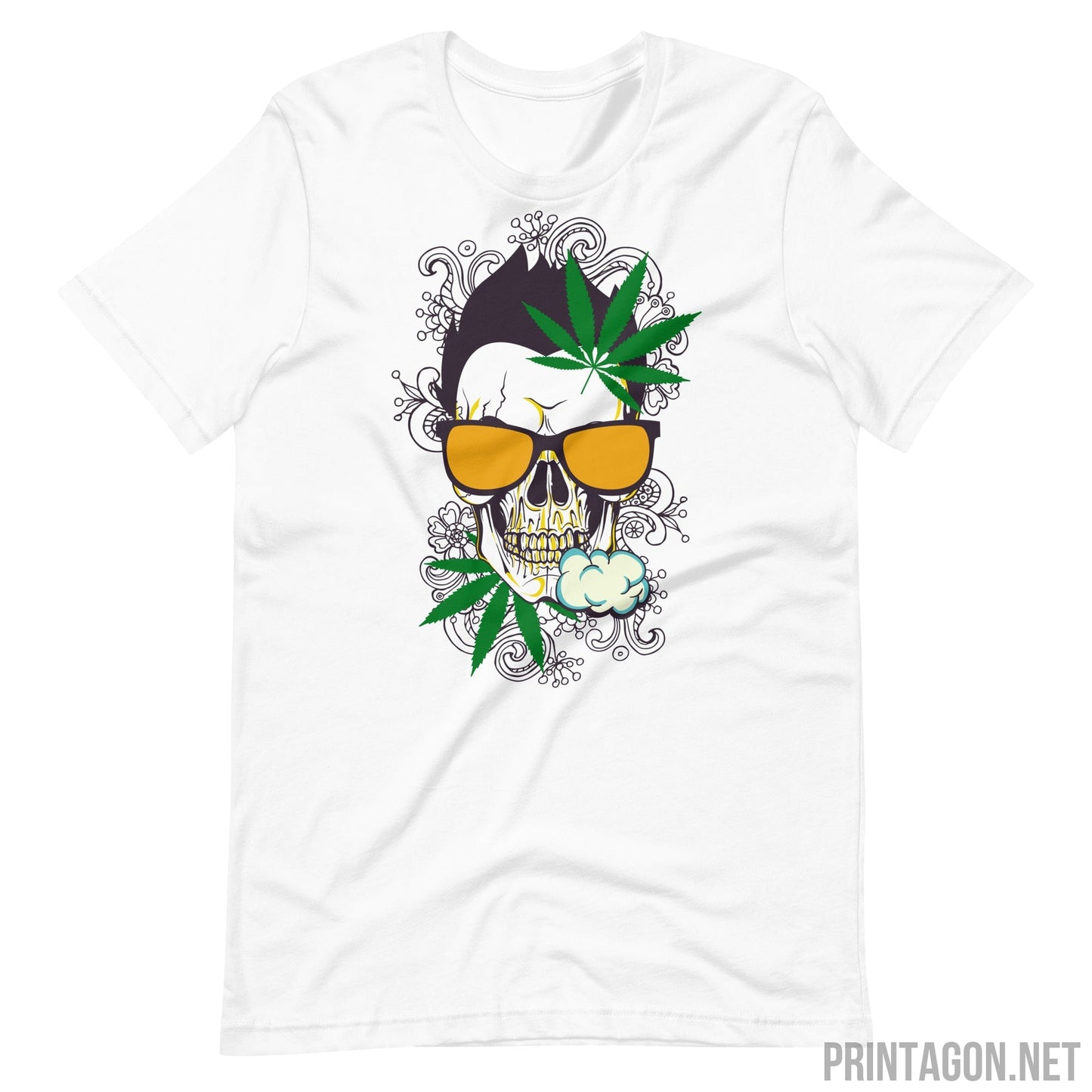 Weed Skull Smoke Glasses - White / XS Printagon