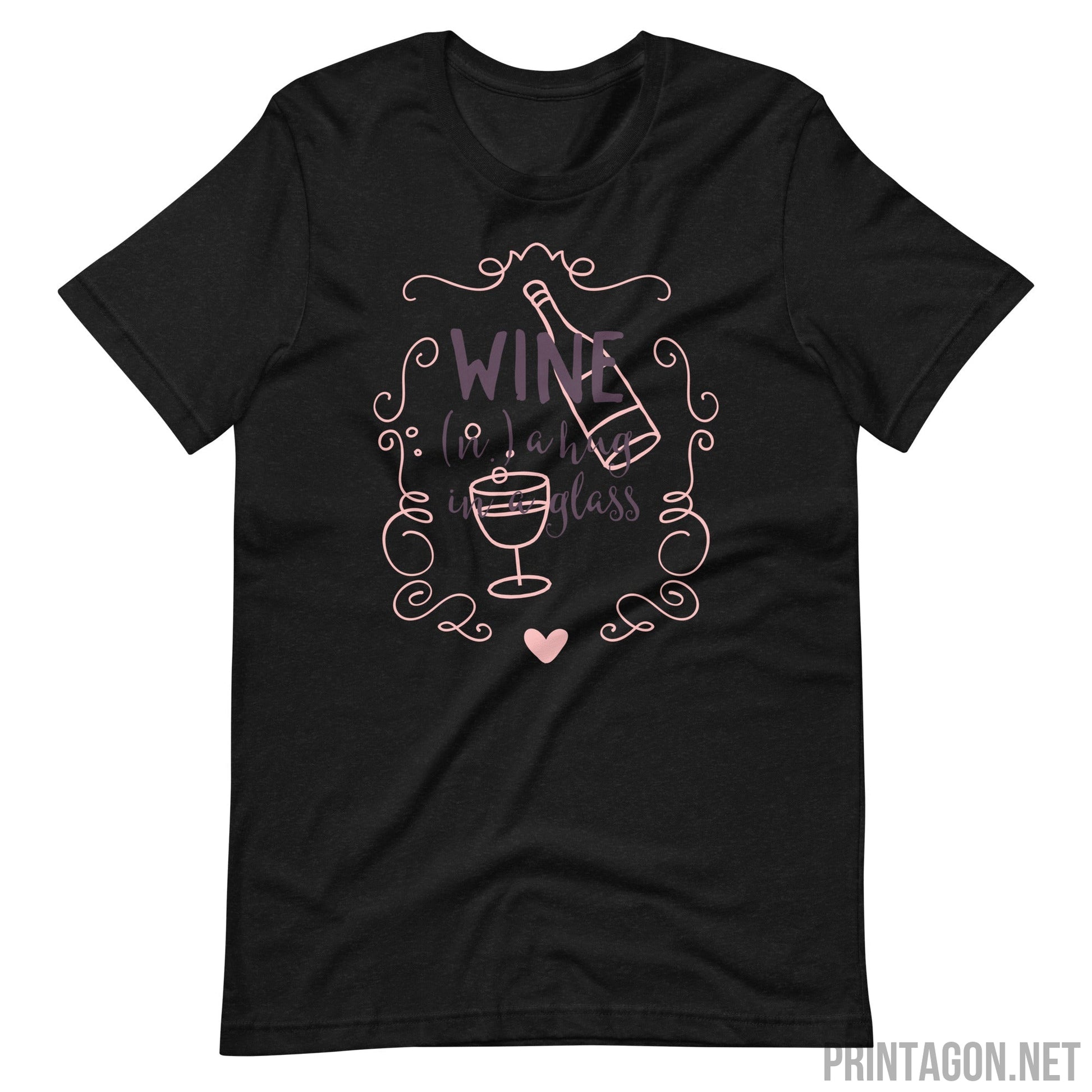 Wine in a Glass - Unisex T-shirt - Black Heather / XS Printagon