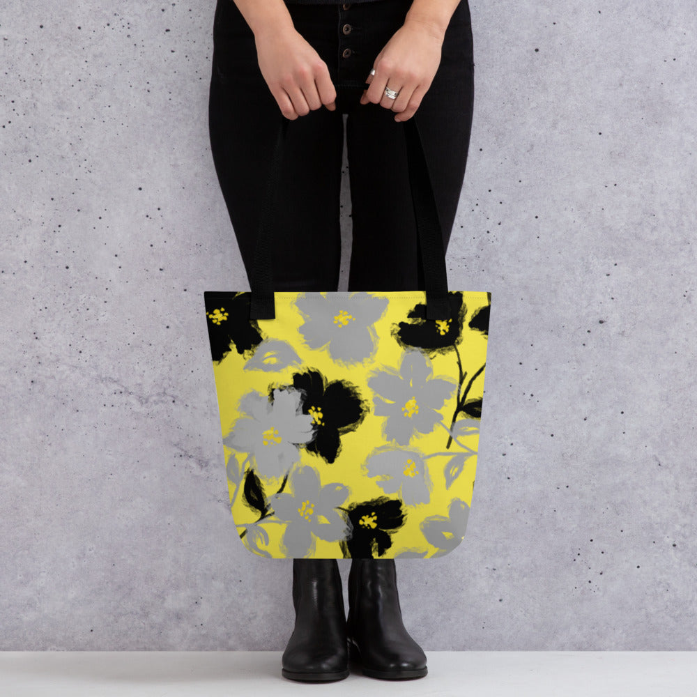 Printagon - Yellowish Breeze - All Over Print Tote Bag - Black