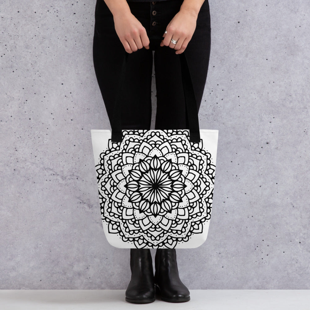 Printagon - Mandala 100 - All Over Print Tote Bag - Black