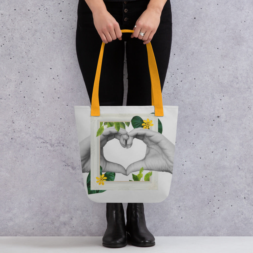 Printagon - Hands To Heart - All Over Print Tote Bag - Yellow