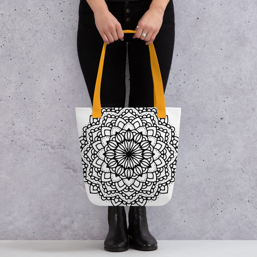 Printagon - Mandala 100 - All Over Print Tote Bag - Yellow