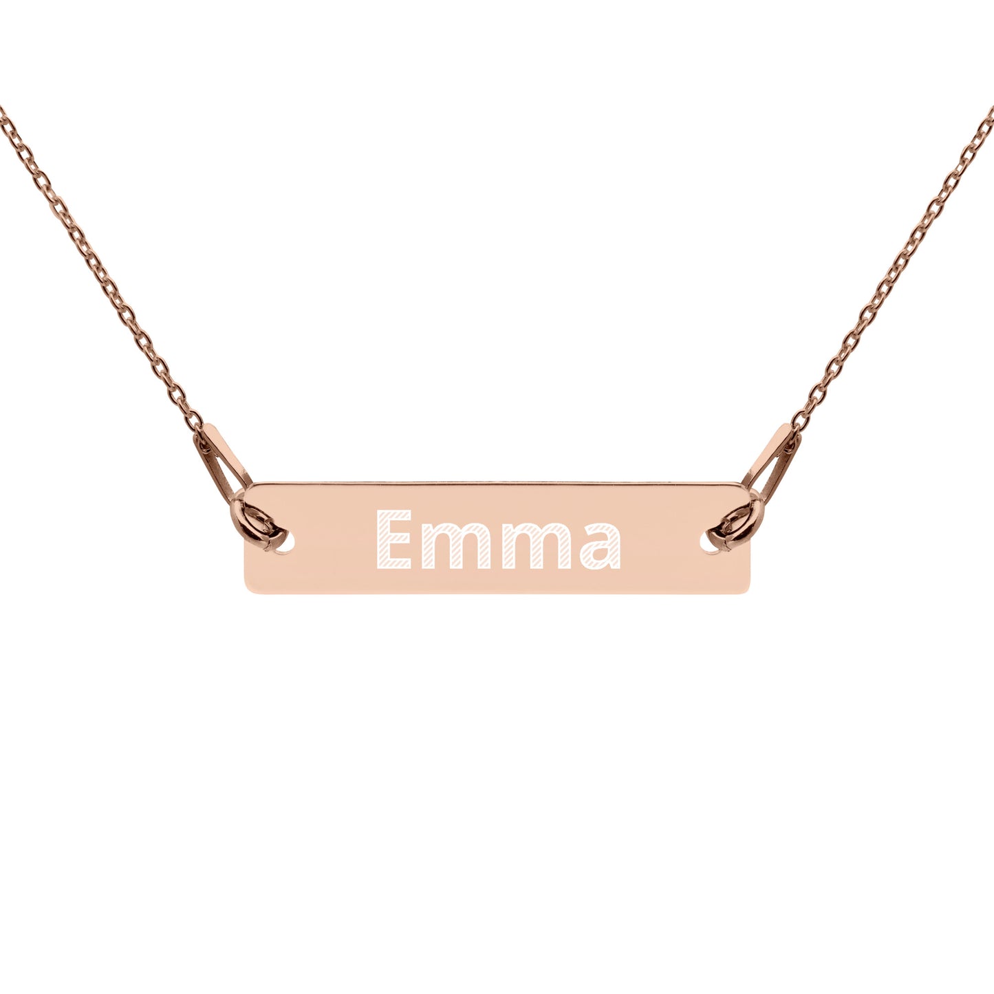 Printagon - Engraved Silver Bar Chain Necklace - 18K Rose Gold coating / 16″