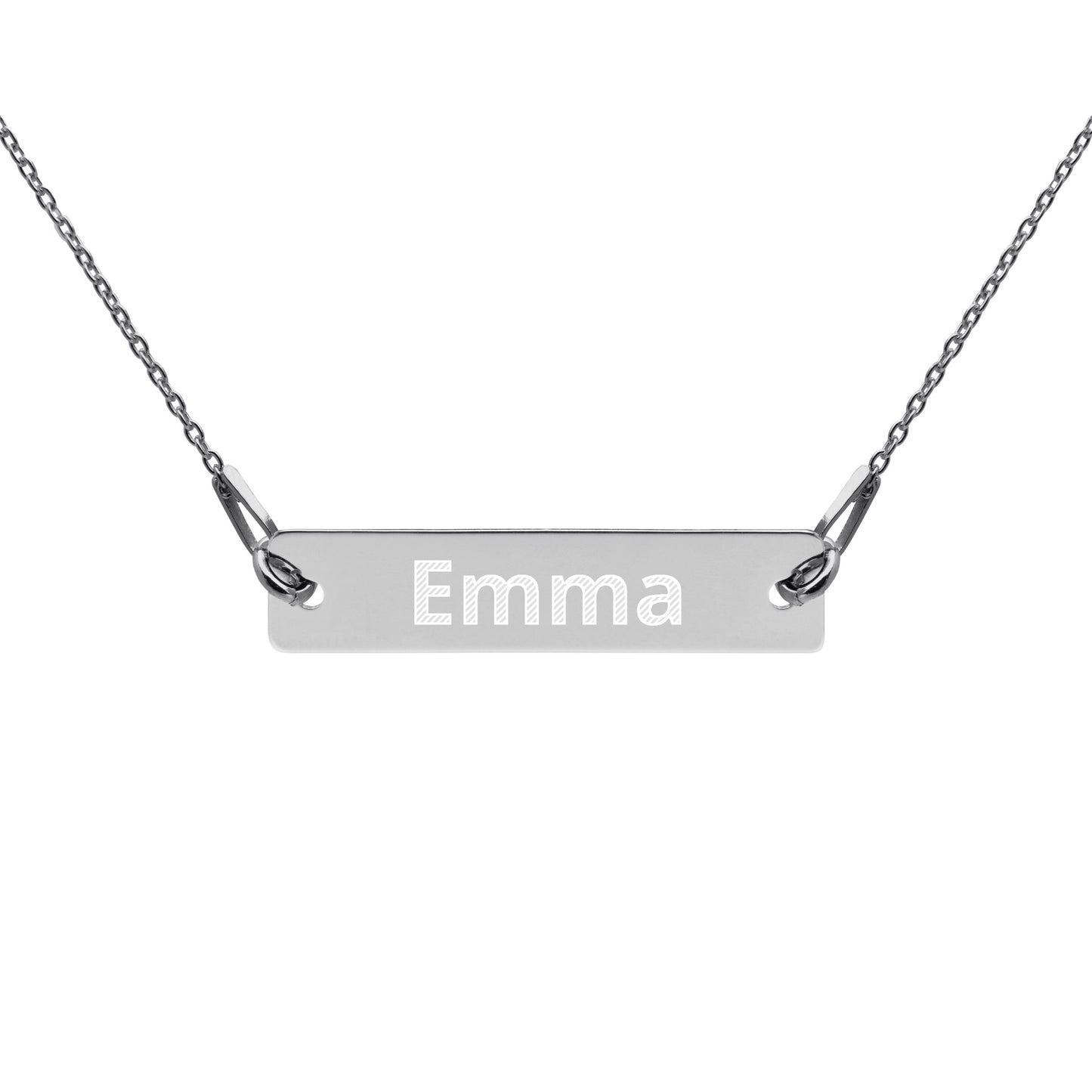 Printagon - Engraved Silver Bar Chain Necklace - Black Rhodium coating / 16″