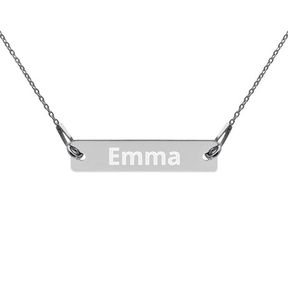 Printagon - Engraved Silver Bar Chain Necklace - Black Rhodium coating / 16″