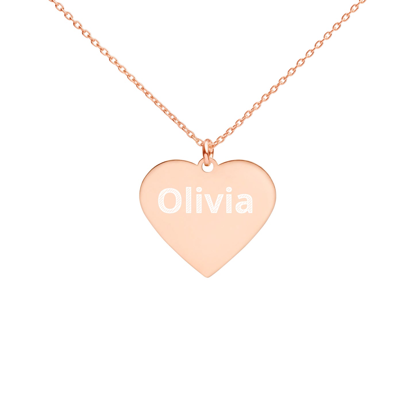 Printagon - Customizable Engraved Silver Heart Necklace -