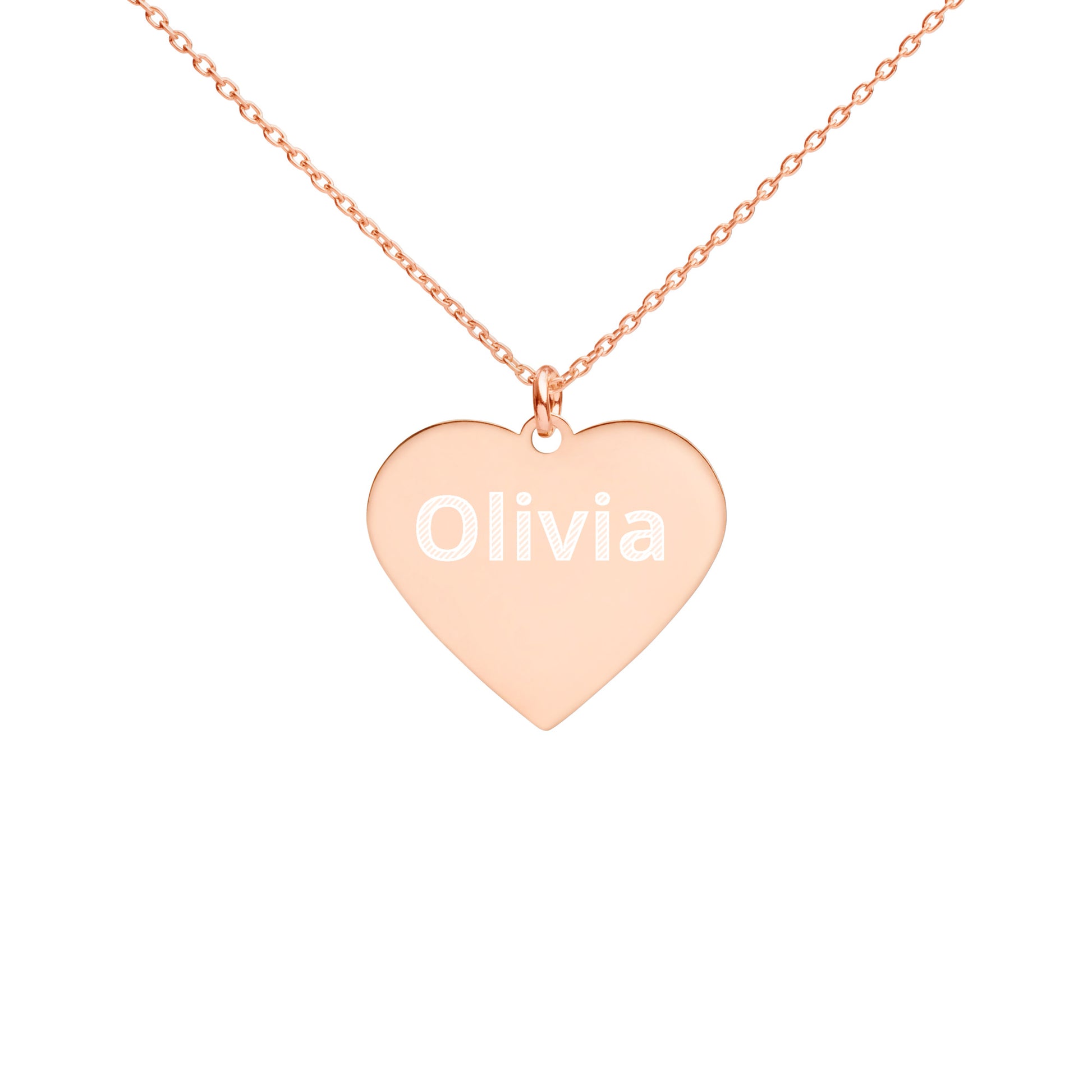 Printagon - Customizable Engraved Silver Heart Necklace -