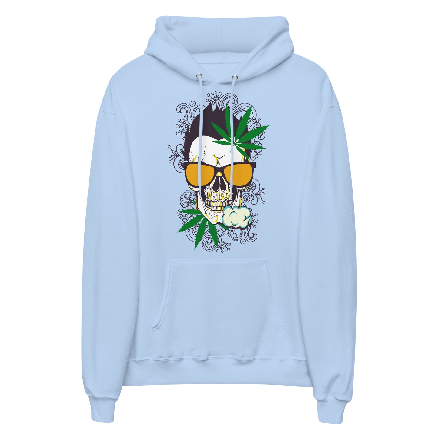 Printagon - Weed Skull 001 - Unisex hoodie - Light Blue / S