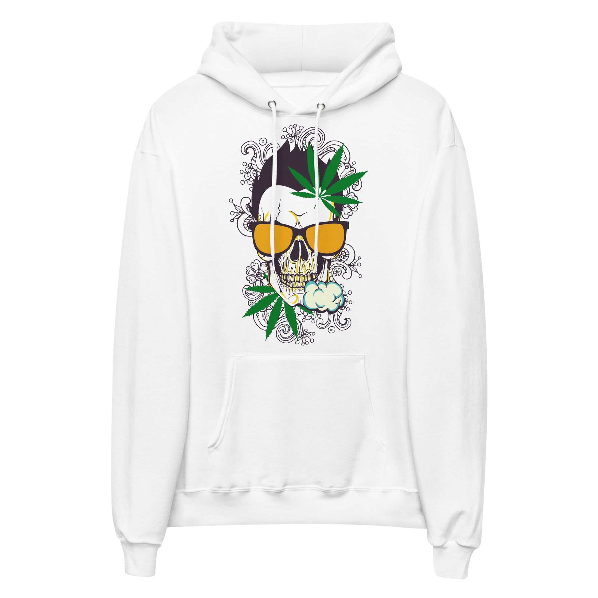 Printagon - Weed Skull 001 - Unisex hoodie - White / S