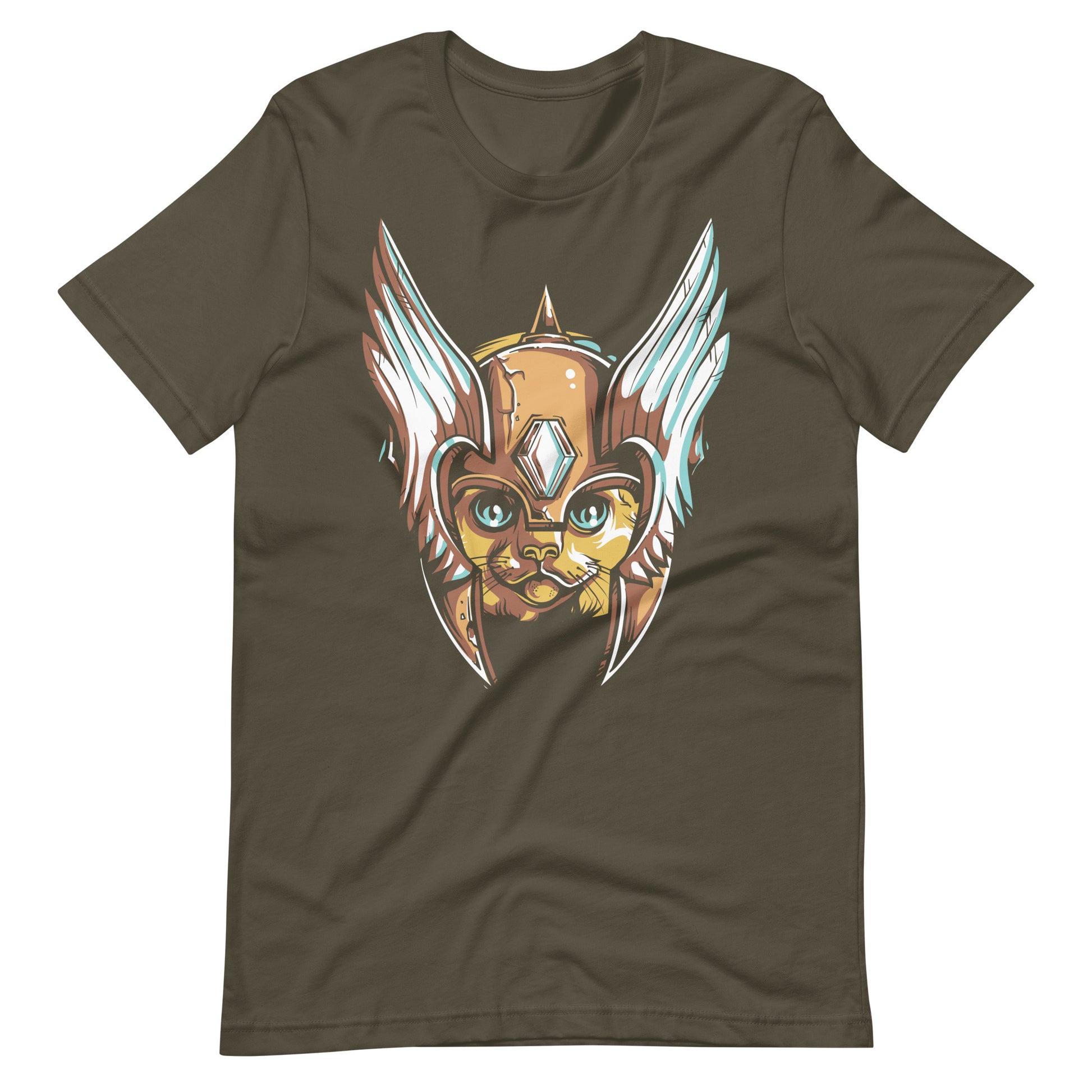 Printagon - Armored Cat - Unisex T-shirt - Army / S