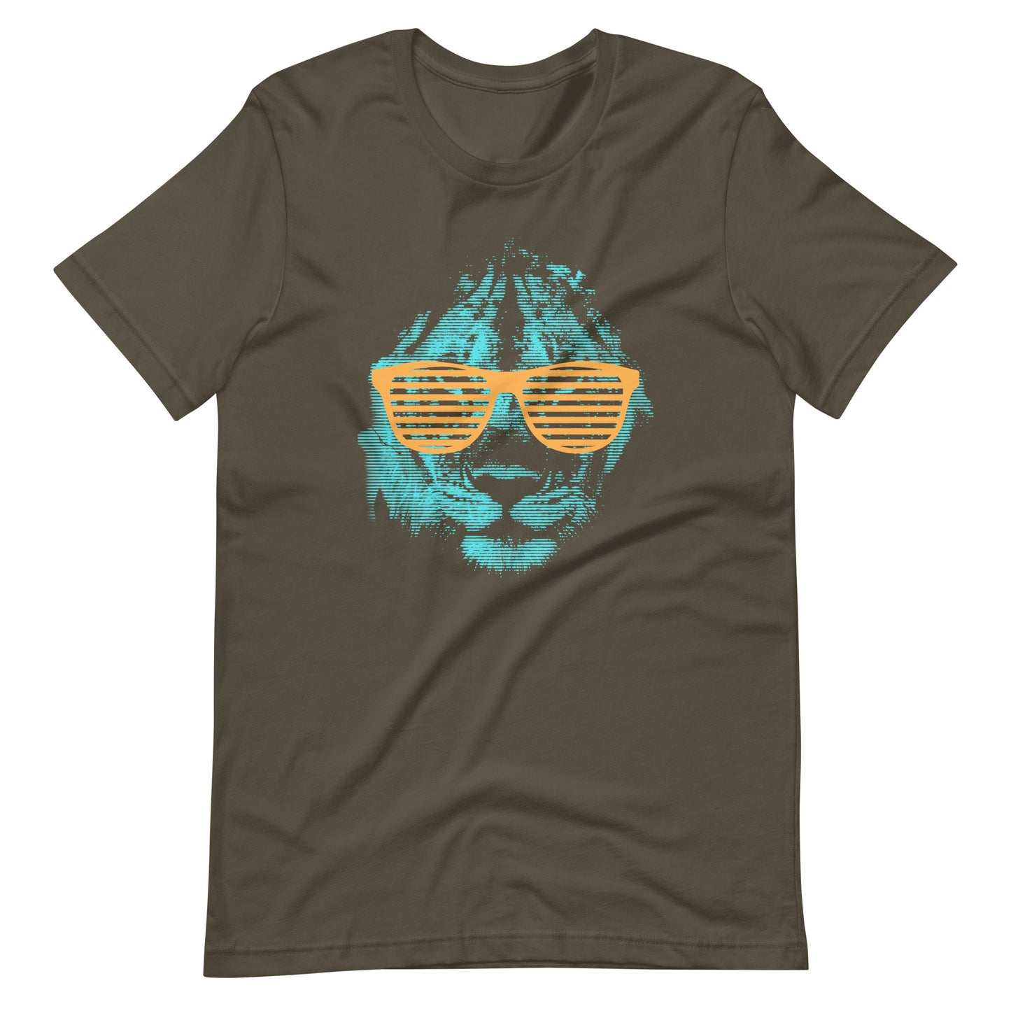 Printagon - Lion with Shades 002 - Unisex T-shirt - Army / S