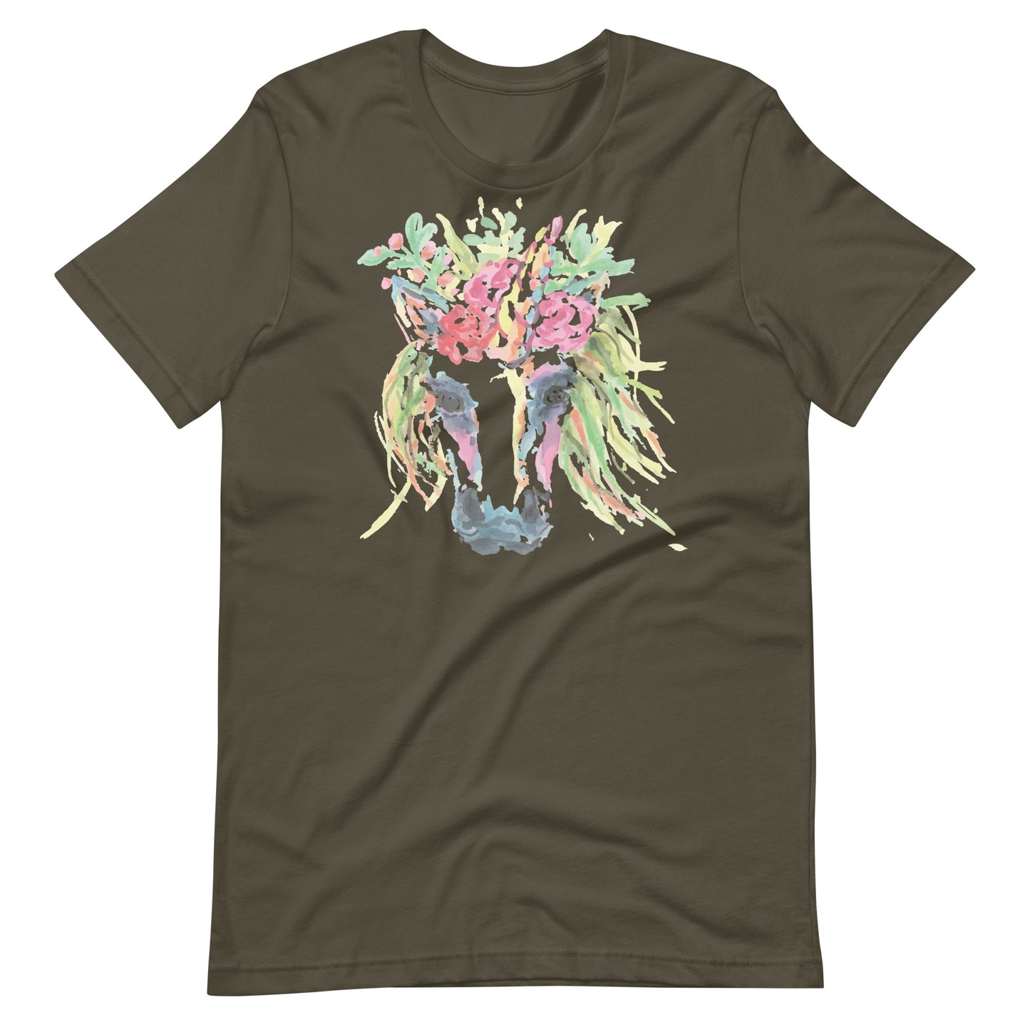 Printagon - Unicorn Head - T-shirt - Army / S