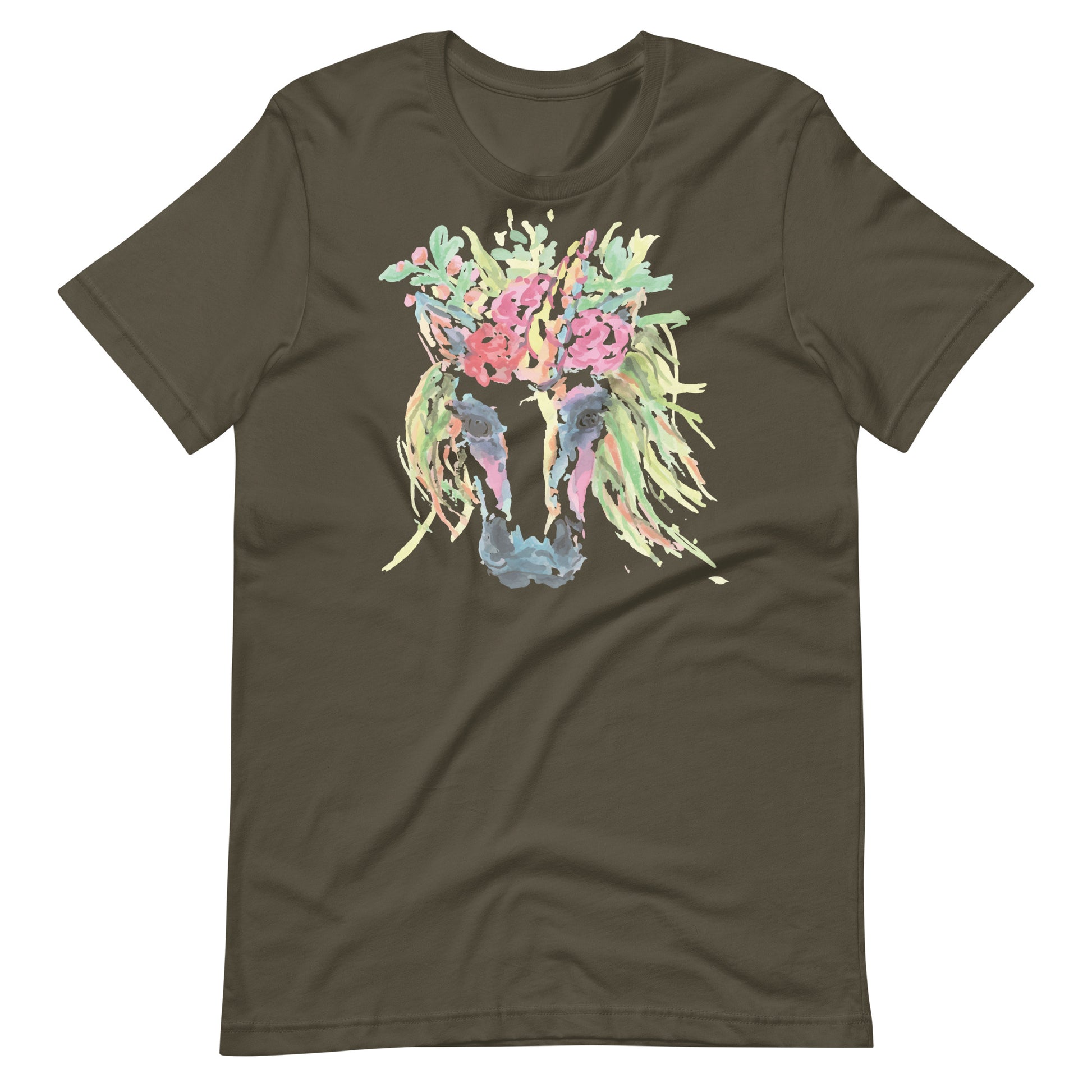 Printagon - Unicorn Head - T-shirt - Army / S