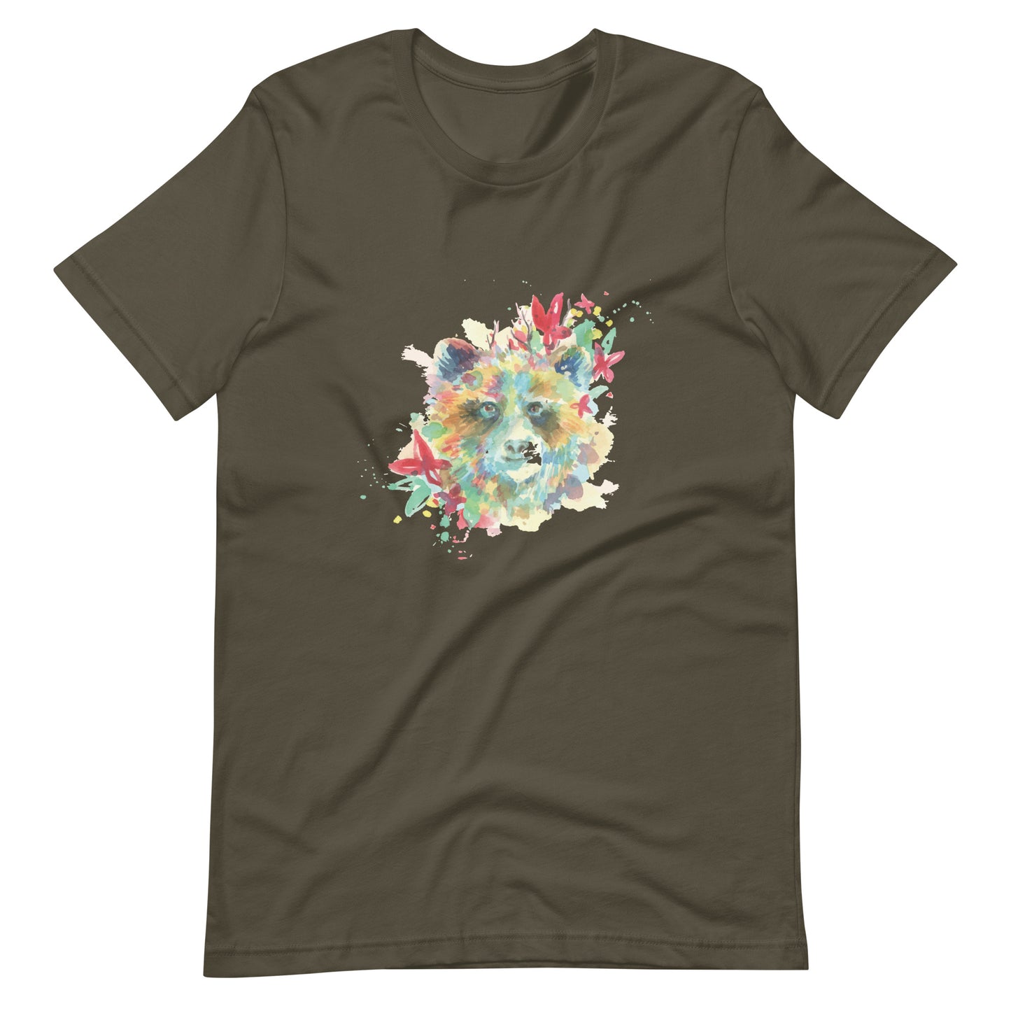 Printagon - Colorful Fox - Unisex T-shirt - Army / S