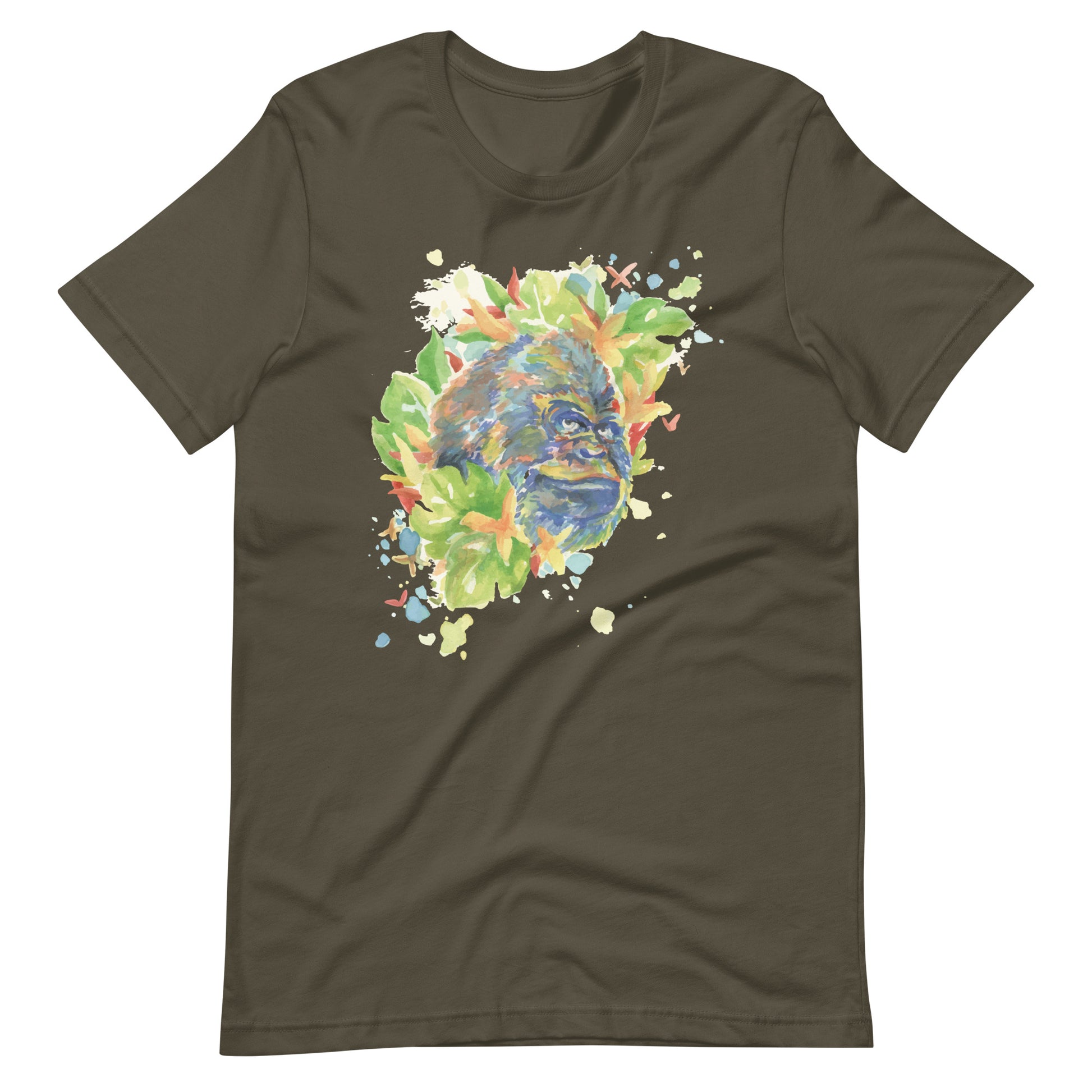 Printagon - Colorful Gorilla - Unisex T-shirt - Army / S