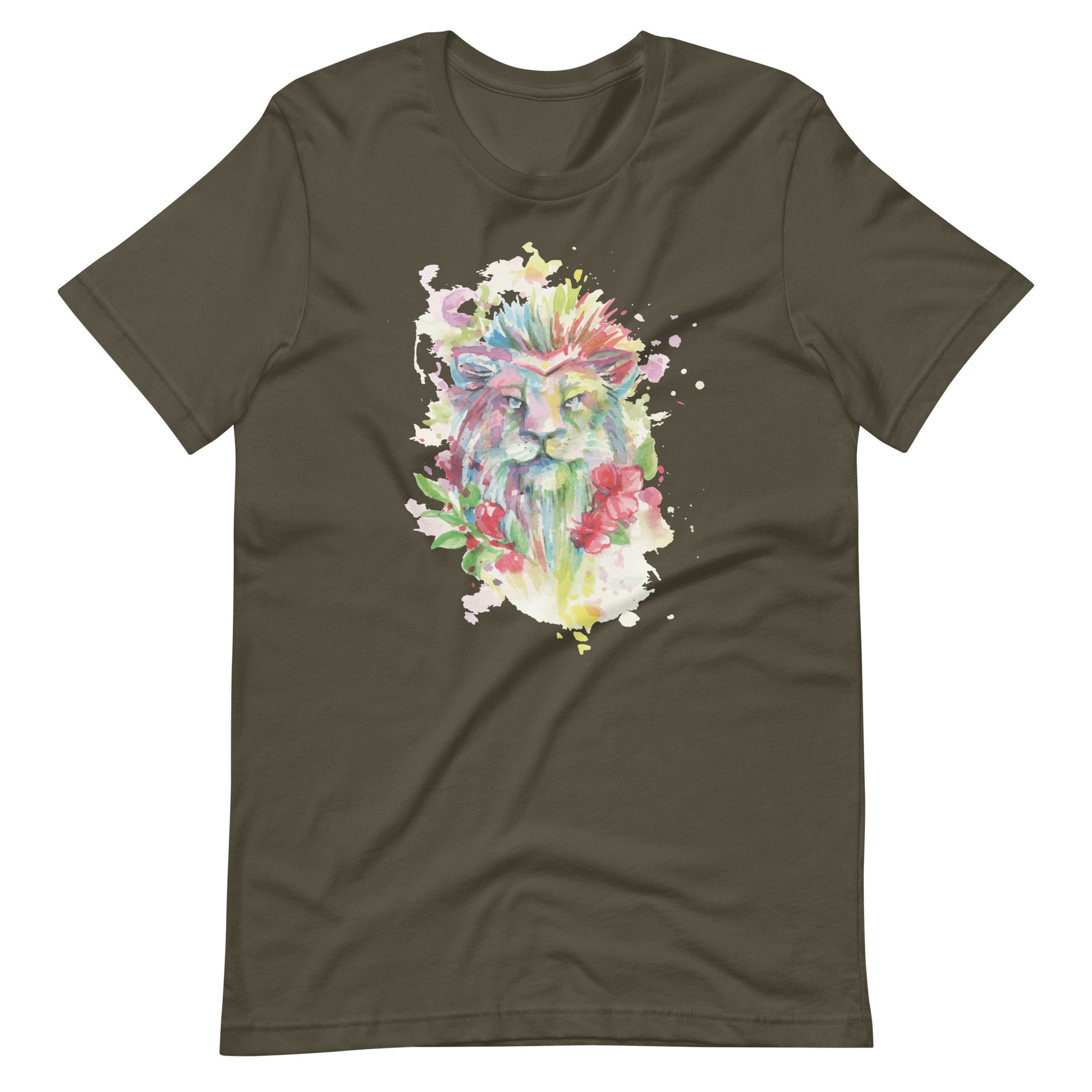 Printagon - Colorful Tiger - Unisex T-shirt - Army / S