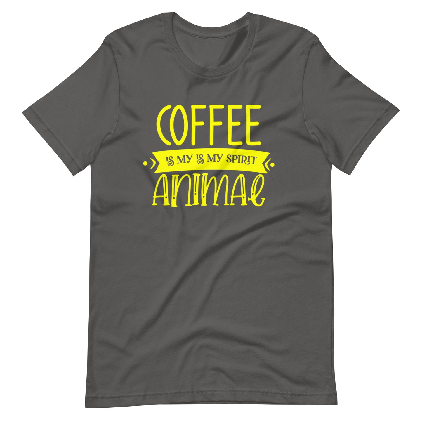 Printagon - Coffee is my Spirit Animal - Yellow - Unisex-T-shirt - Asphalt / S