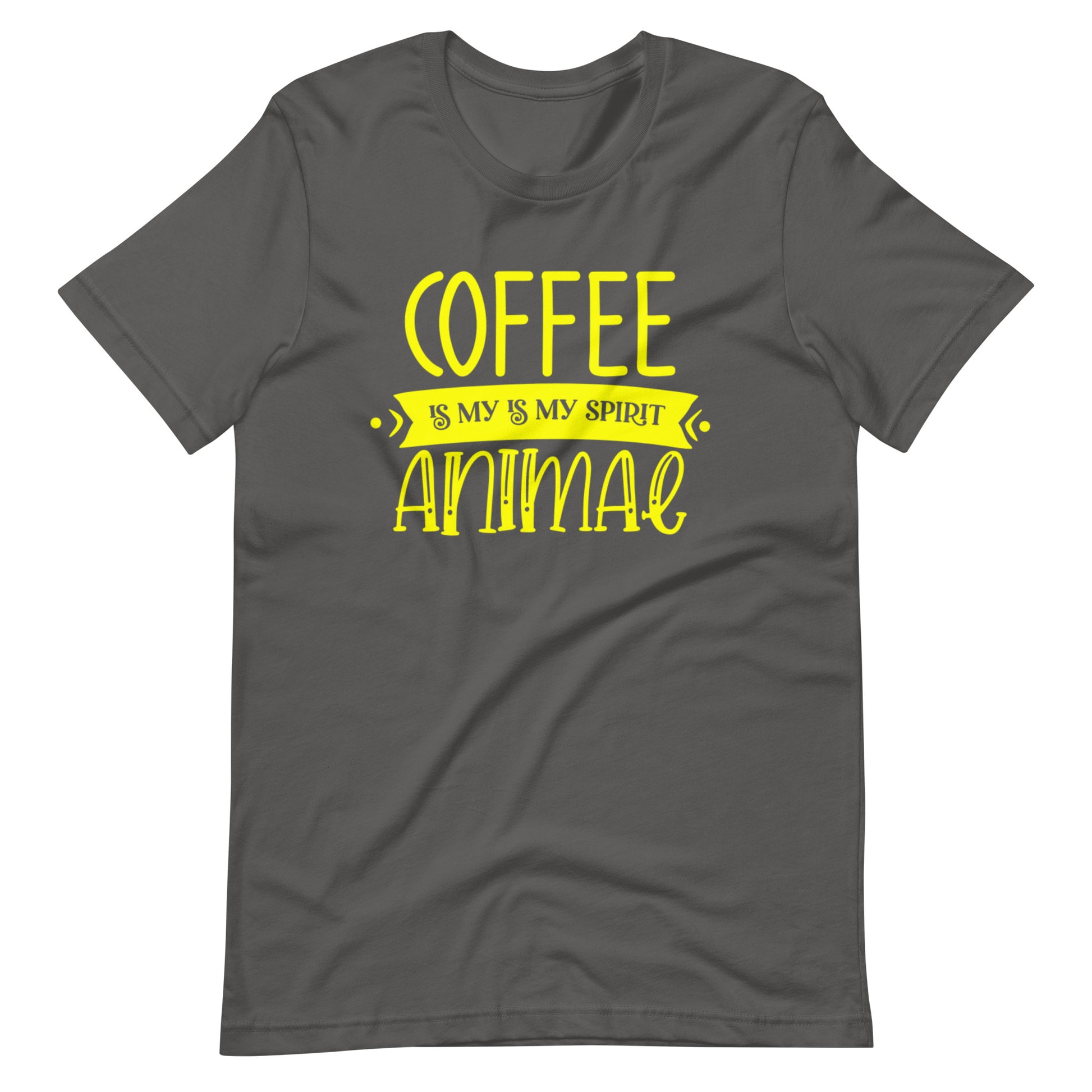 Printagon - Coffee is my Spirit Animal - Yellow - Unisex-T-shirt - Asphalt / S