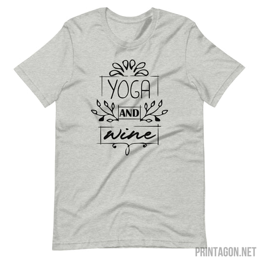 Yoga And Wine - Unisex T-shirt - Athletic Heather / XS Printagon