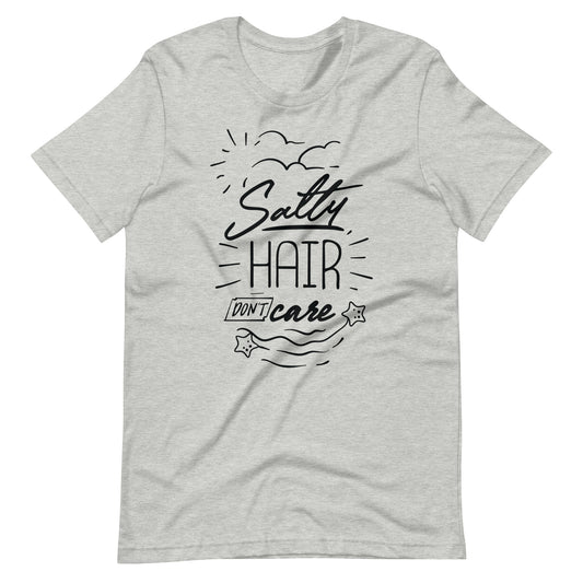 Salty Hair Don't Care - Unisex T-shirt - Athletic Heather / XS Printagon