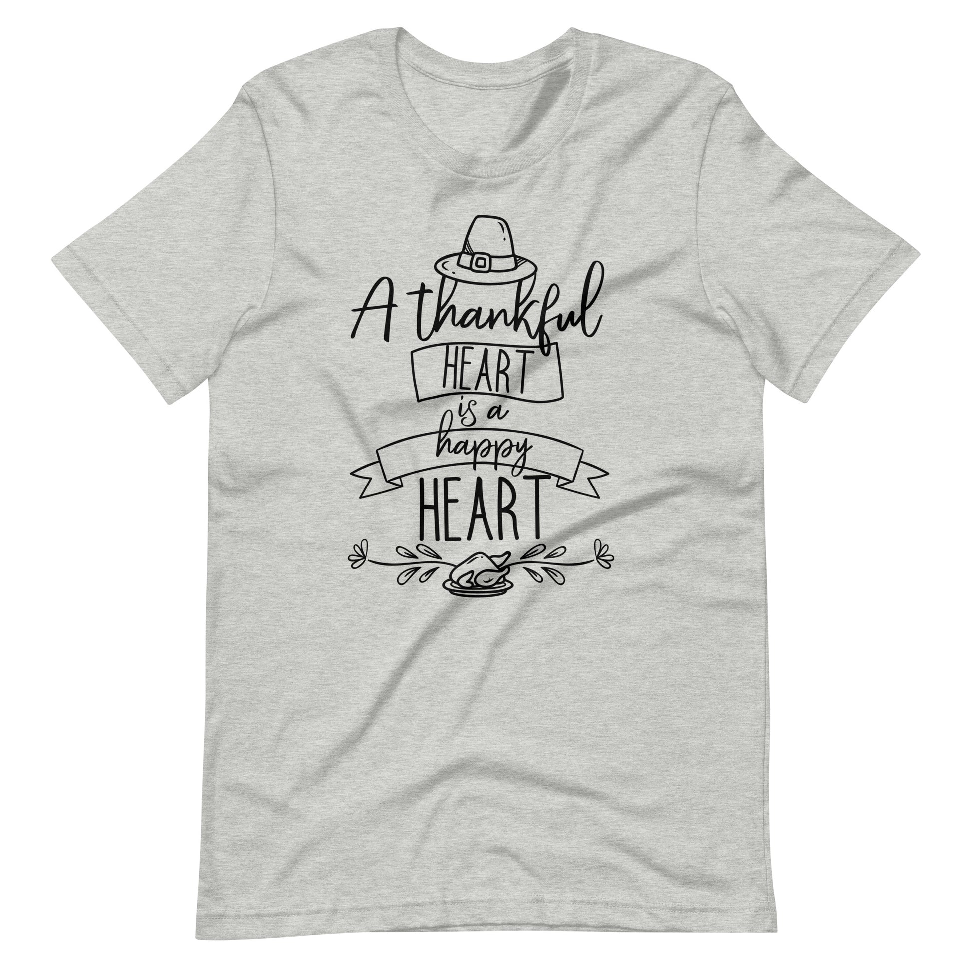 Printagon - A Thankful Heart is A Happy Heart - Unisex T-shirt - Athletic Heather / XS