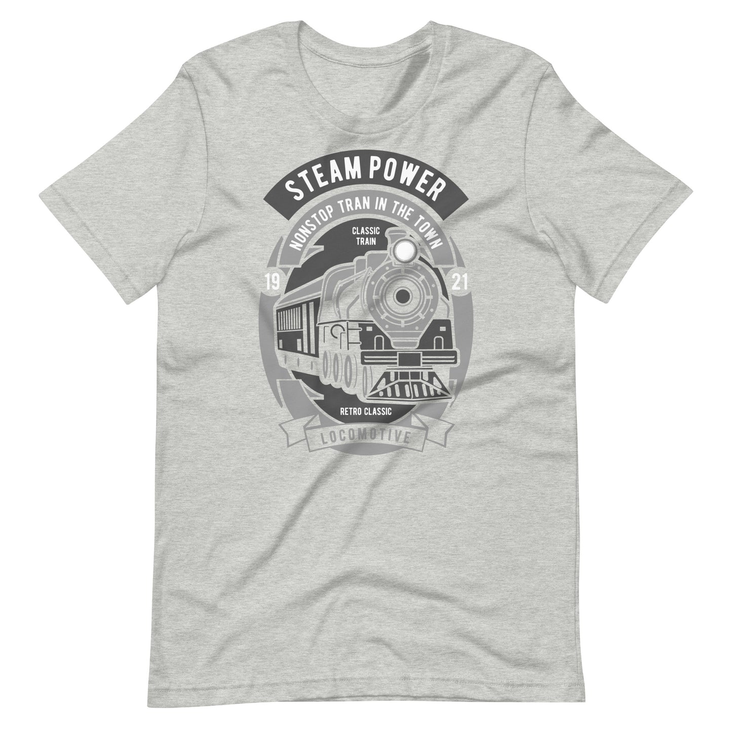 Steam Power Nonstop Train In The Town - T-shirt - Athletic Heather / XS Printagon