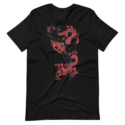 Red Chinese Dragon - T-shirt - Black / XS Printagon