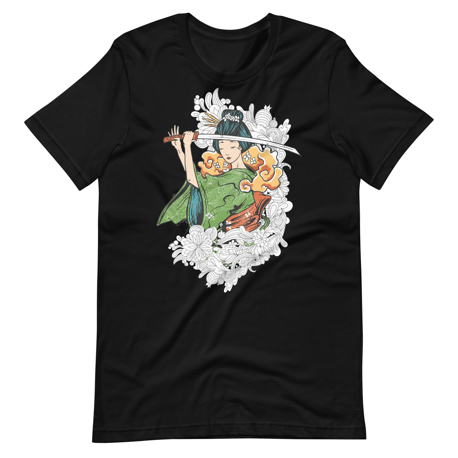 Printagon - Geisha With Sword 002 - T-shirt - Black / XS