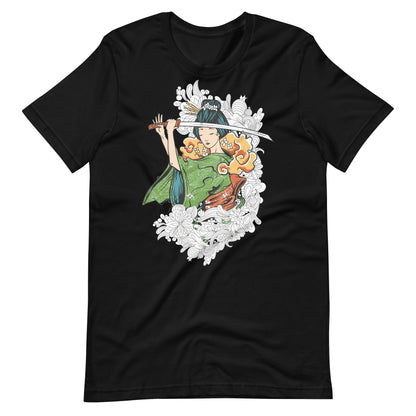 Printagon - Geisha With Sword 002 - T-shirt - Black / XS