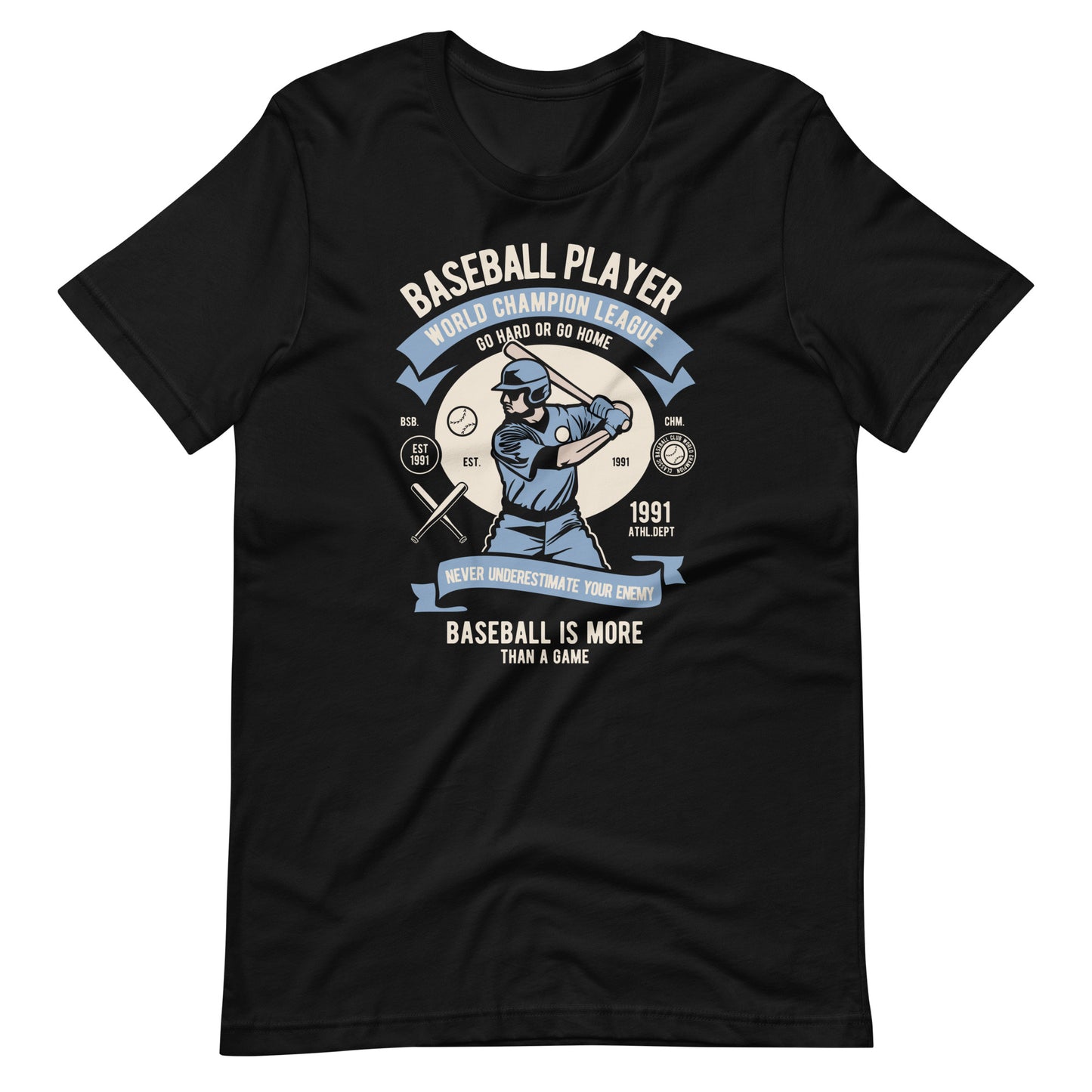 Printagon - Baseball Player - Unisex T-shirt - Black / XS