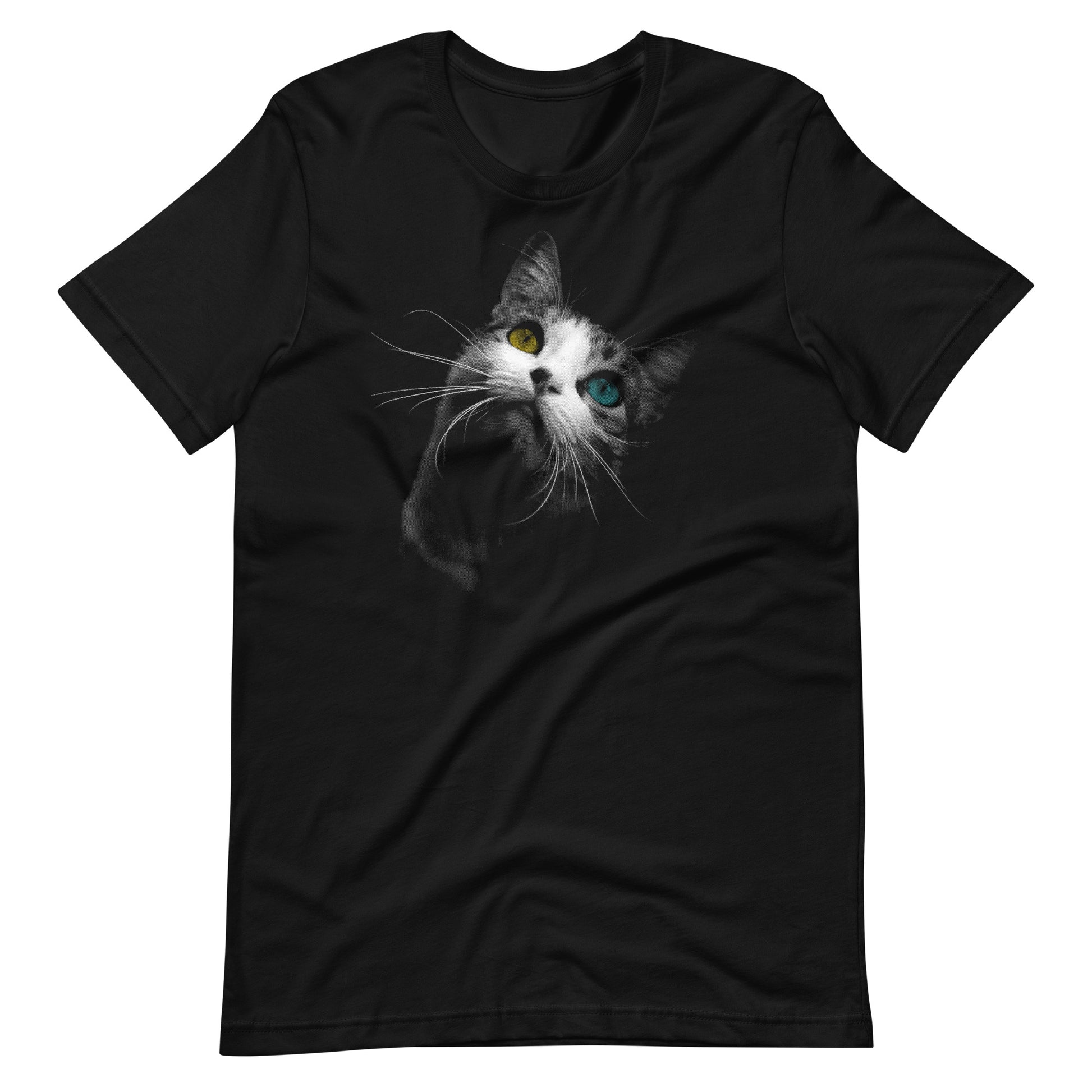 Printagon - Cat Looking Up - Unisex T-shirt - Black / XS