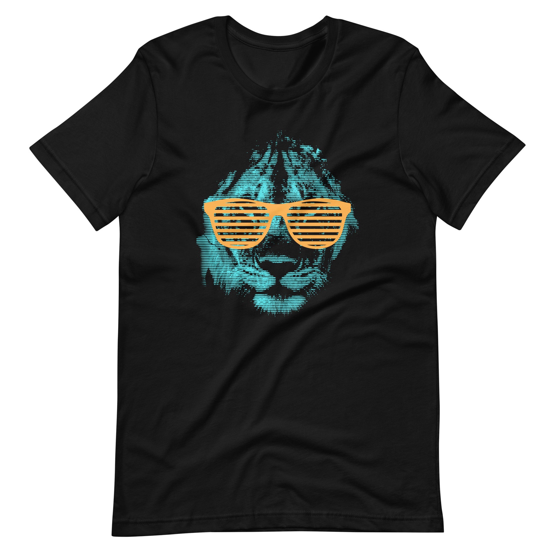 Printagon - Lion with Shades 002 - Unisex T-shirt - Black / XS