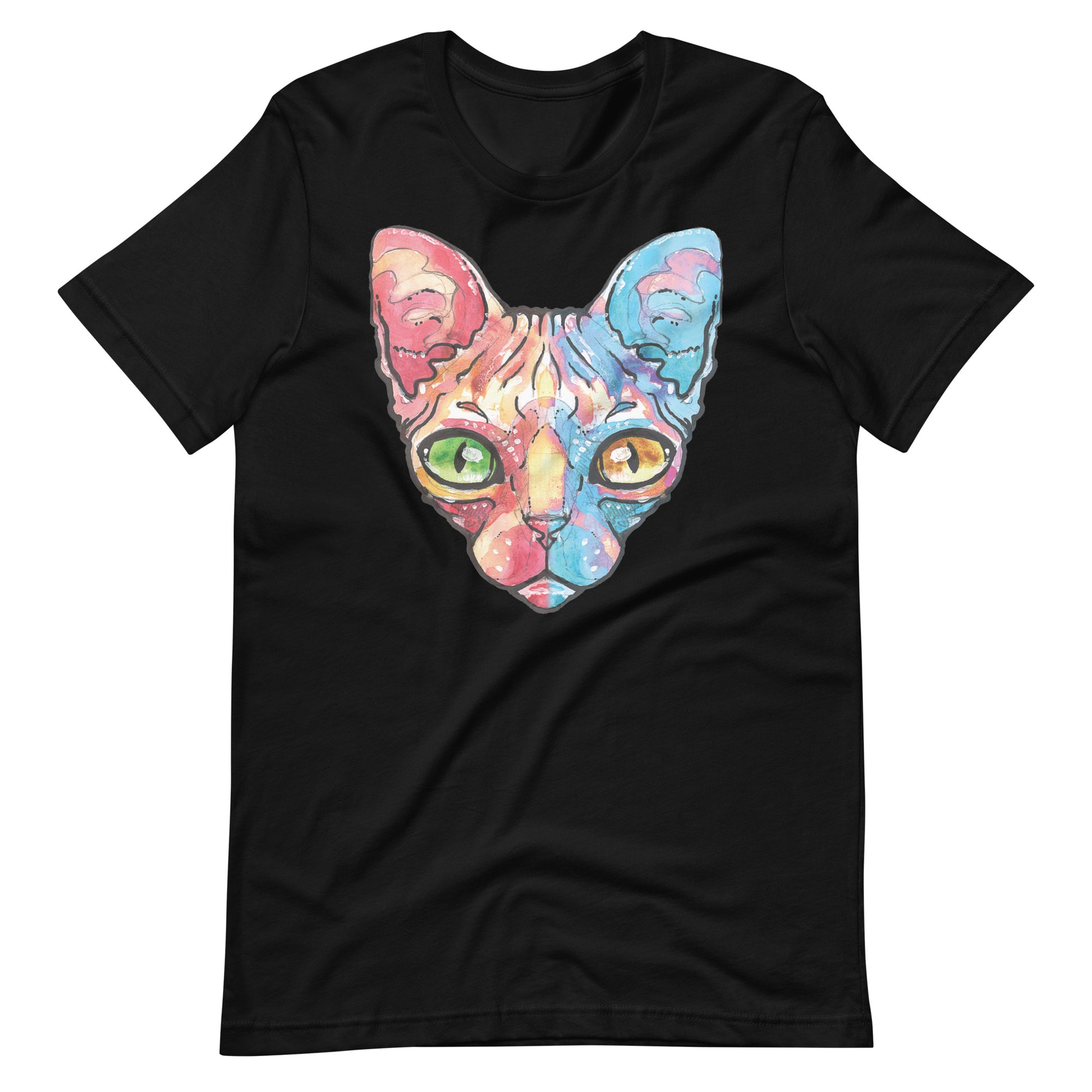 Printagon - Sphynx Cat - Unisex T-shirt - Black / XS