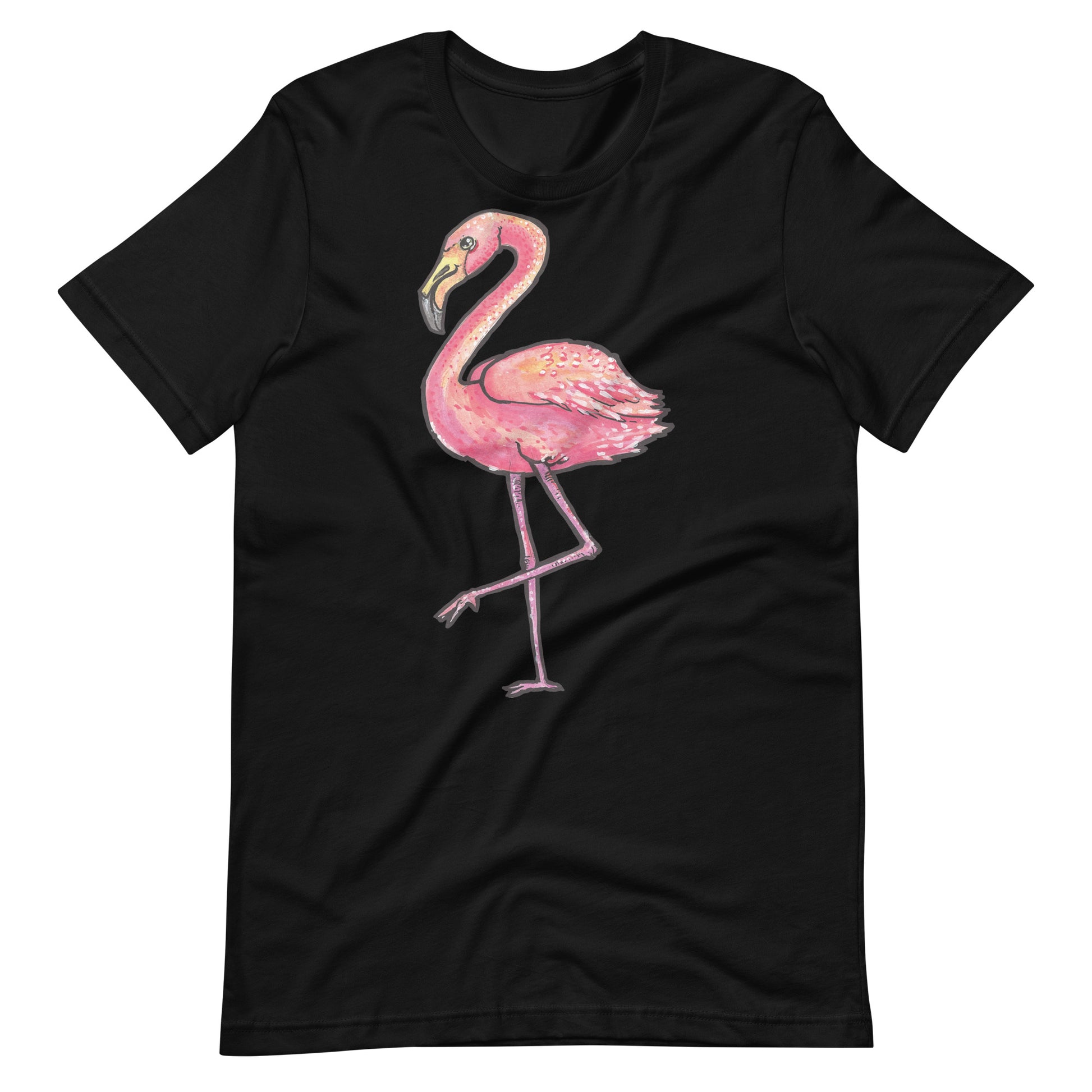 Printagon - Pink Ostrich - Unisex T-shirt - Black / XS