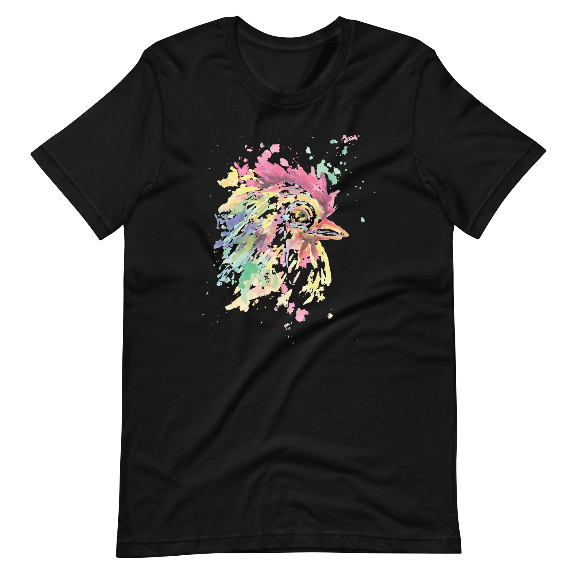 Printagon - Colorful Chicken - T-shirt - Black / XS