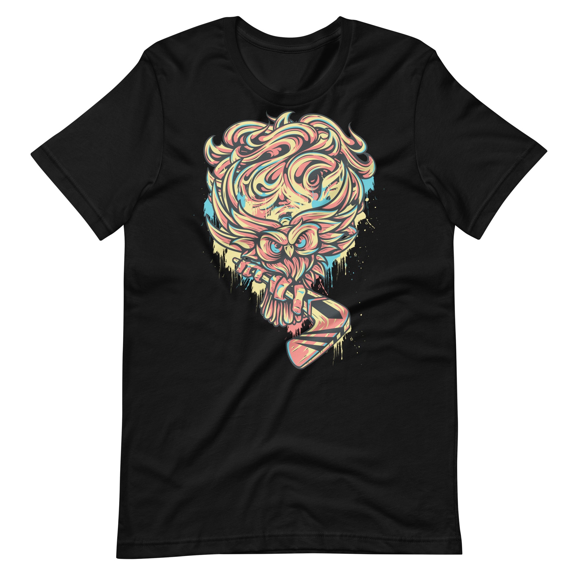 Printagon - Owl - Unisex T-shirt - Black / XS