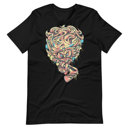 Printagon - Owl - Unisex T-shirt - Black / XS