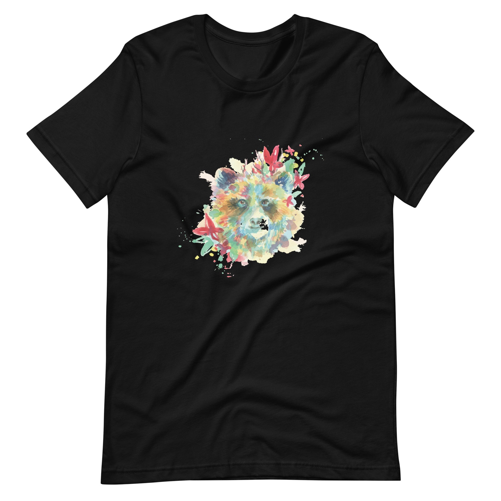 Printagon - Colorful Fox - Unisex T-shirt - Black / XS