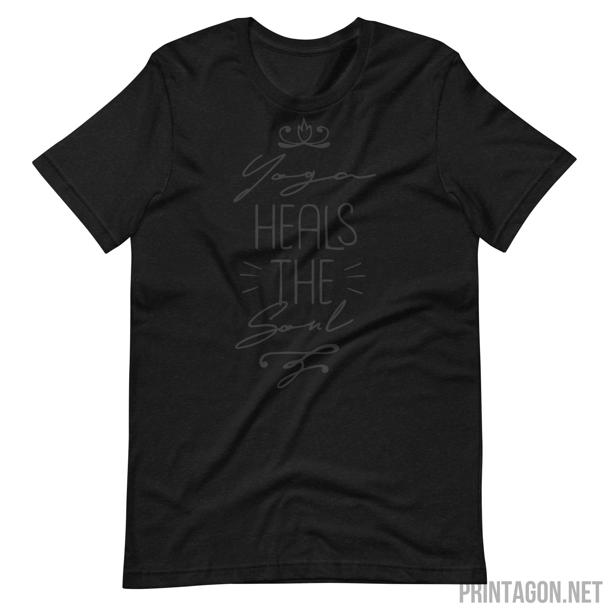 Yoga Heals The Soul - Unisex T-shirt - Black Heather / XS Printagon