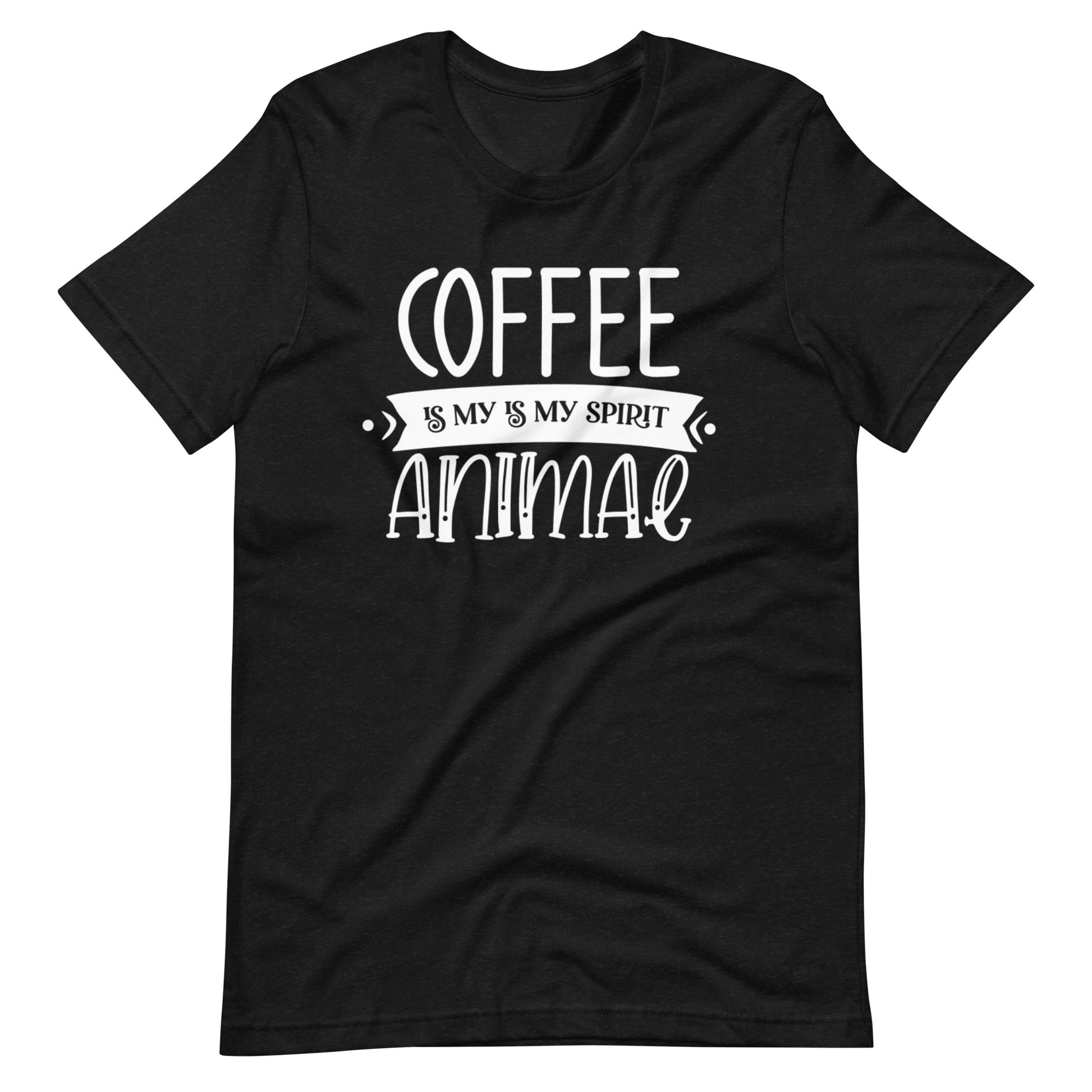 Printagon - Coffee is my Spirit Animal - White - Unisex t-shirt - Black Heather / XS